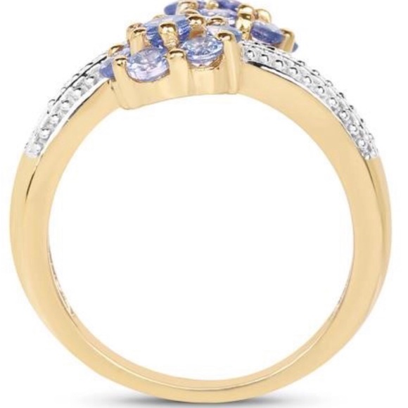 14K Tanzanite Flower Ring Size 7 Purple - Picture 6 of 8